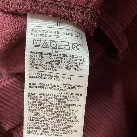 OLD NAVY !00% Cotton Corduroy Wide Leg Pants 16 - Picture 8 of 9